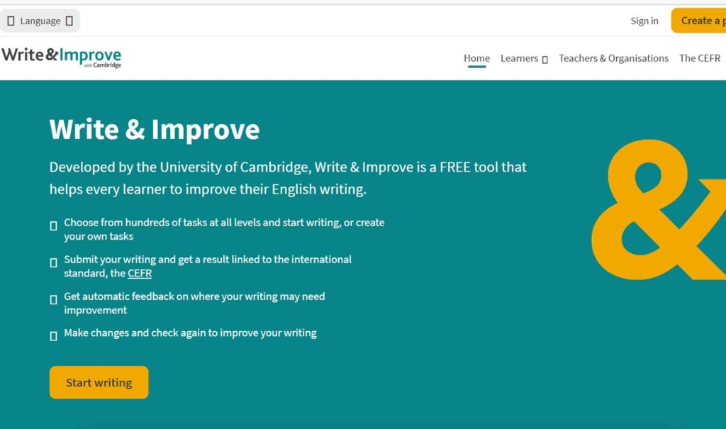 Write & Improve Homepage