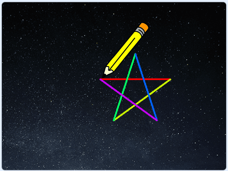 【Scratch三级】绘制多彩五角星